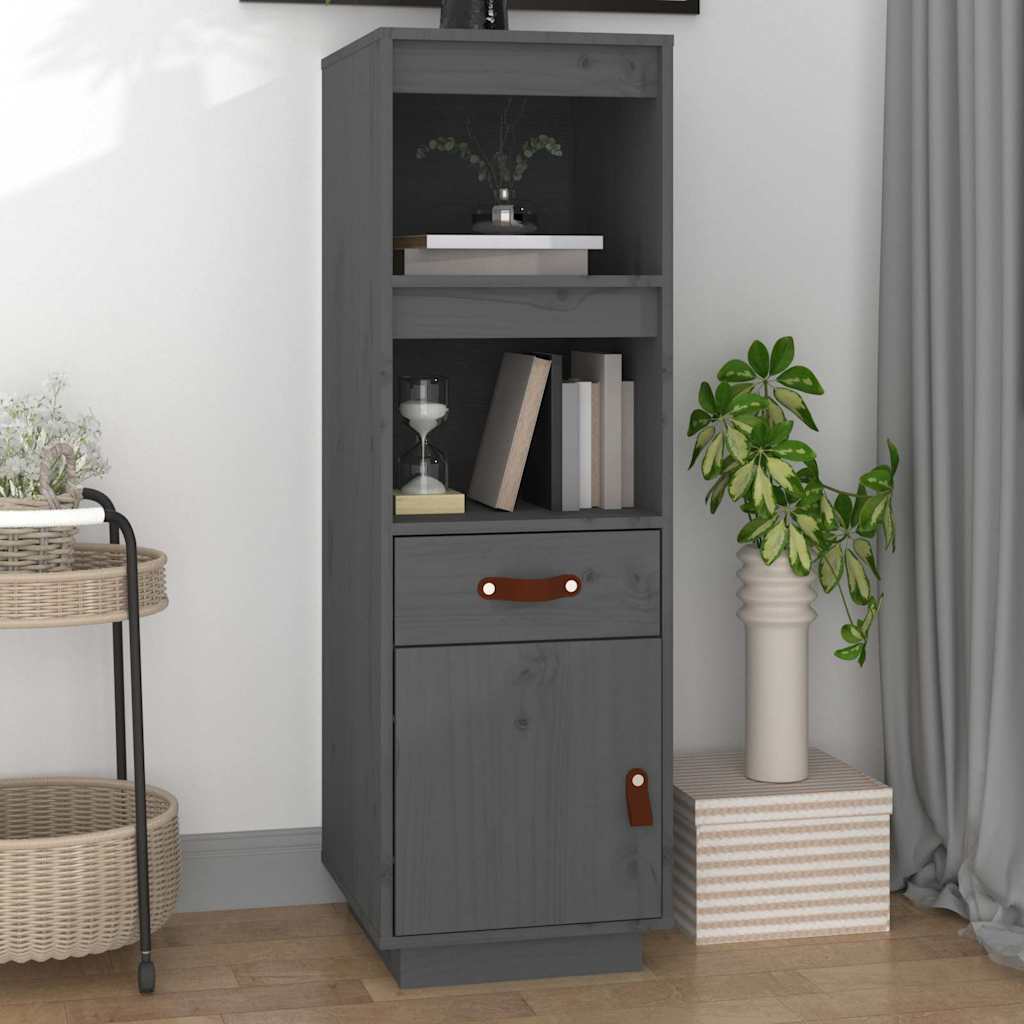 Vidaxl hoge kast 34x40x108,5 cm massief grenenhout grijs