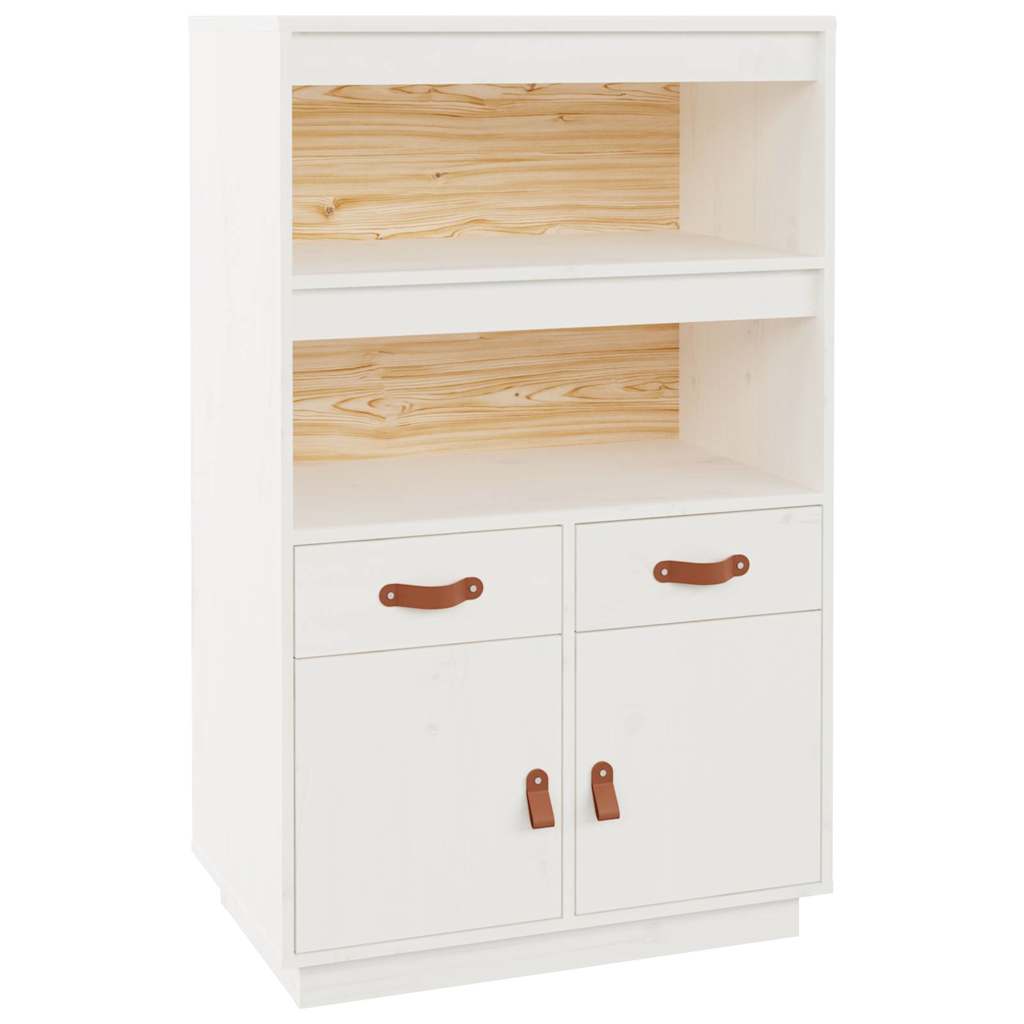 Vidaxl hoge kast 67x40x108,5 cm massief grenenhout wit