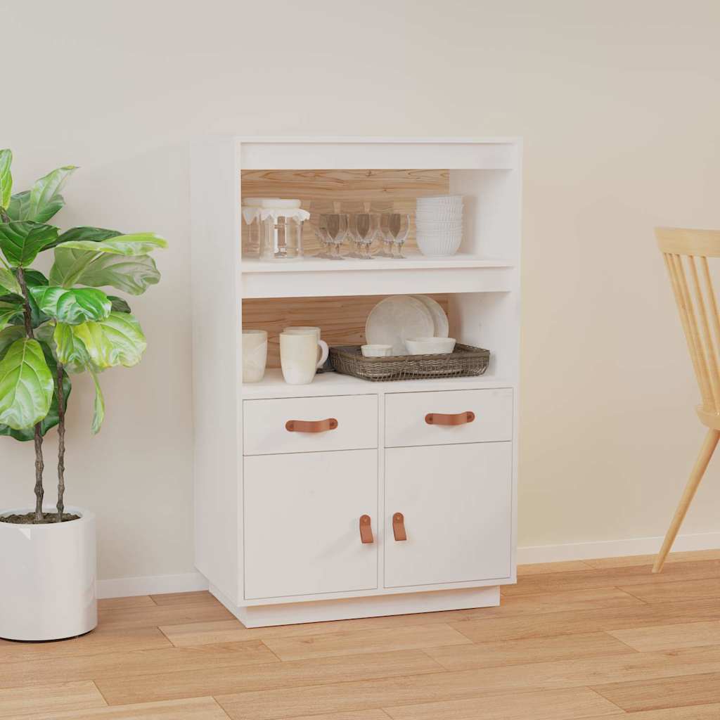 Vidaxl hoge kast 67x40x108,5 cm massief grenenhout wit