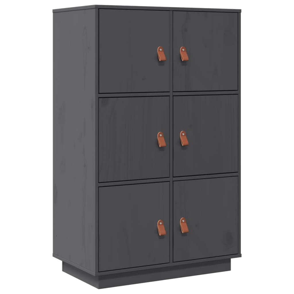 Vidaxl hoge kast 67x40x108,5 cm massief grenenhout grijs