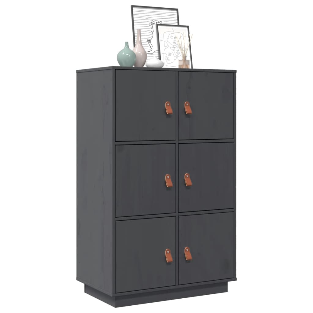 Vidaxl hoge kast 67x40x108,5 cm massief grenenhout grijs