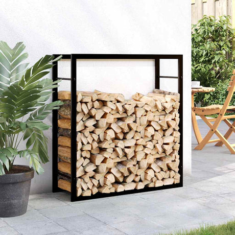 Vidaxl haardhoutrek 80x28x86 cm staal matzwart