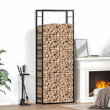 Vidaxl haardhoutrek matzwart 80x28x222 cm staal