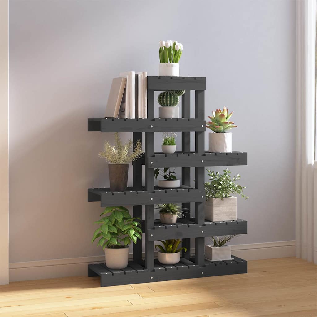 Vidaxl plantenstandaard 85x25x109,5 cm massief grenenhout grijs