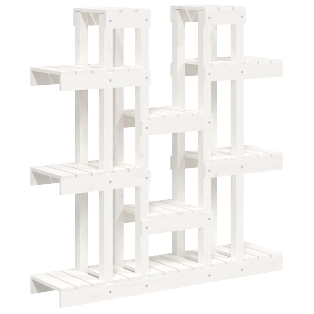 Vidaxl plantenstandaard wit 104,5x25x109,5 cm massief grenenhout