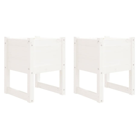 Vidaxl plantenbakken 2 st 40x40x52,5 cm massief grenenhout wit
