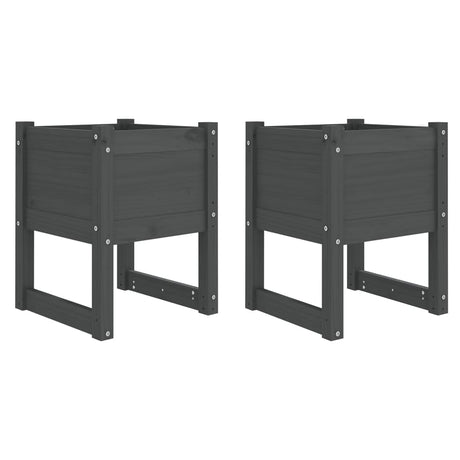 Vidaxl plantenbakken 2 st 40x40x52,5 cm massief grenenhout grijs