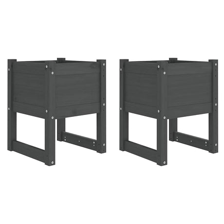 Vidaxl plantenbakken 2 st 40x40x52,5 cm massief grenenhout grijs