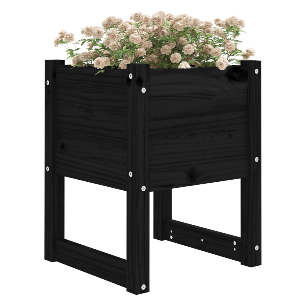 Vidaxl Planter Big 40x40x52.5 cm Solid Pine Black