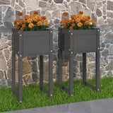 Vidaxl Planters 2 St 40x40x81 cm Solid Pine Grey