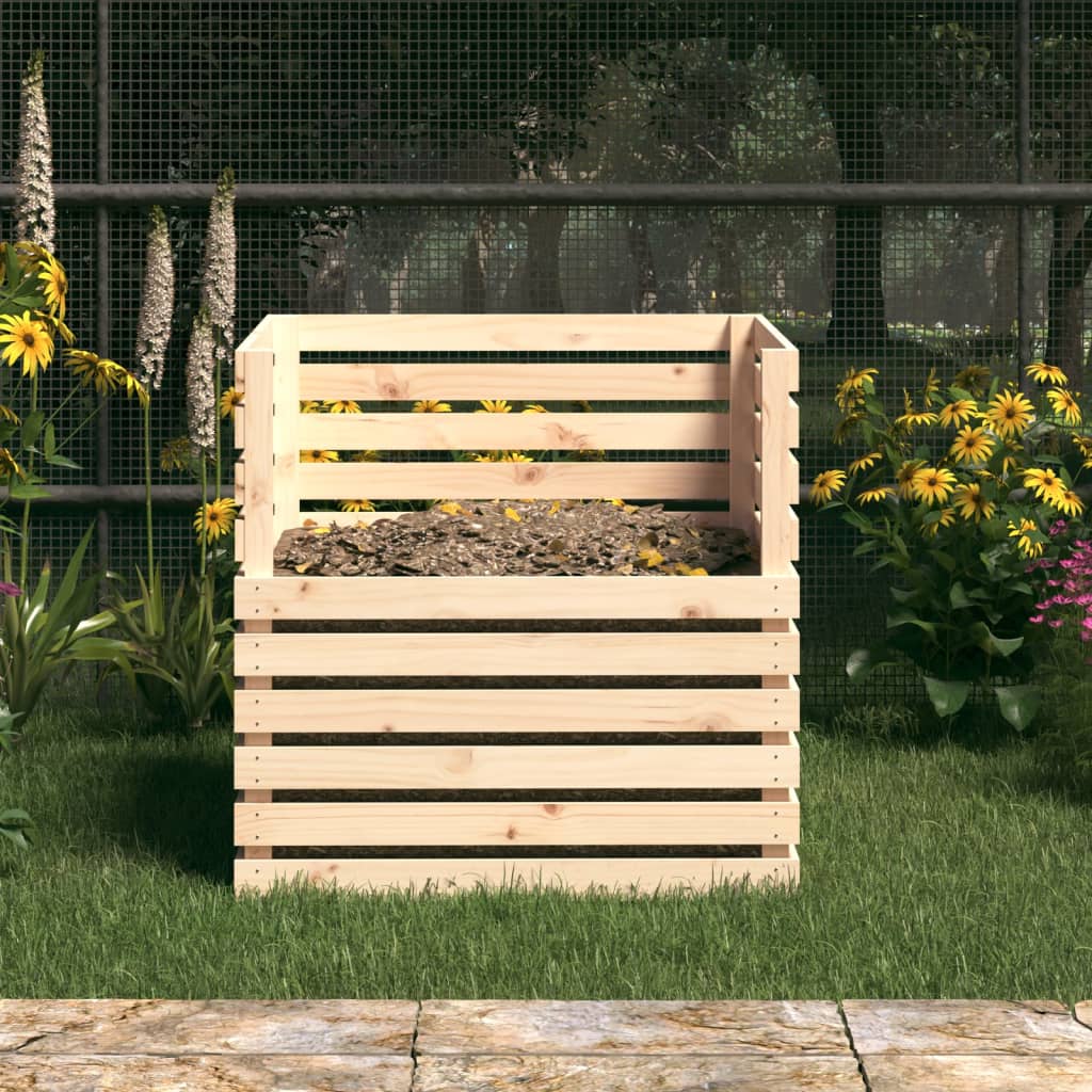 Vidaxl compostbak 80x80x78 cm massief grenenhout