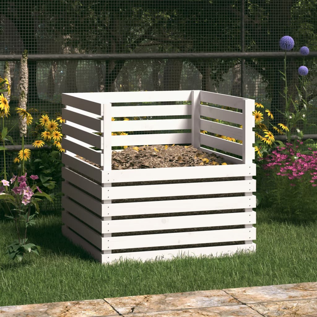 Vidaxl Compost bin 80x80x78 cm Pine solide blanc