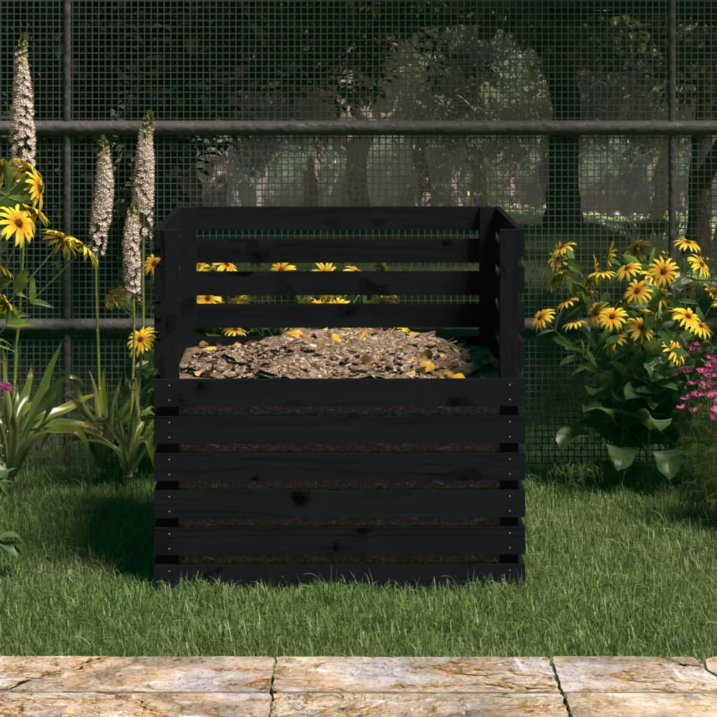 Vidaxl Compost bin 80x80x78 cm Pine solide noir