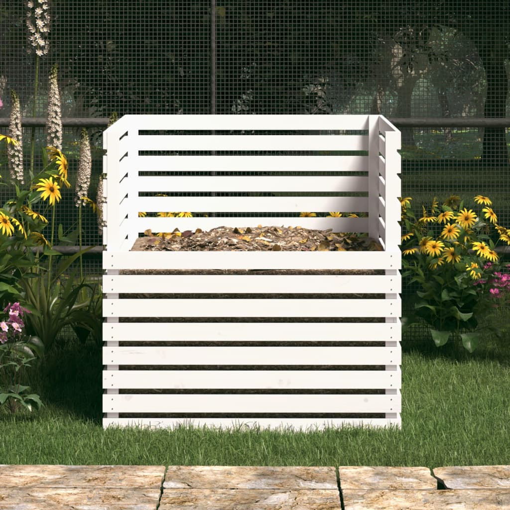 Vidaxl Compost bin 100x100x102 cm Pine solide blanc