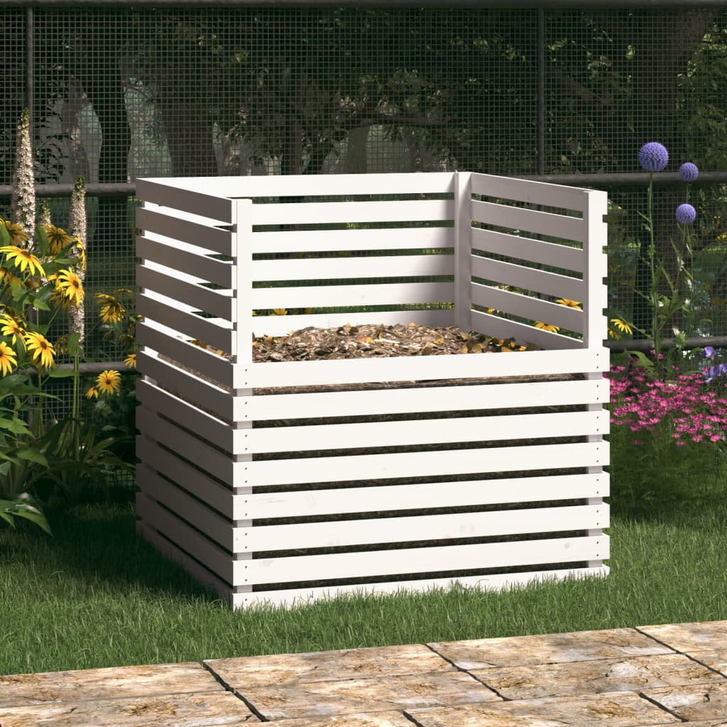 Vidaxl Compost bin 100x100x102 cm Pine solide blanc