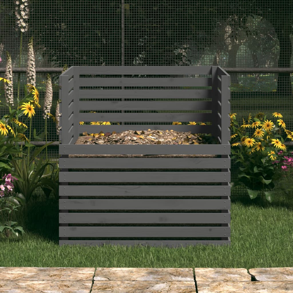 Vidaxl Compost bin 100x100x102 cm en pin solide gris