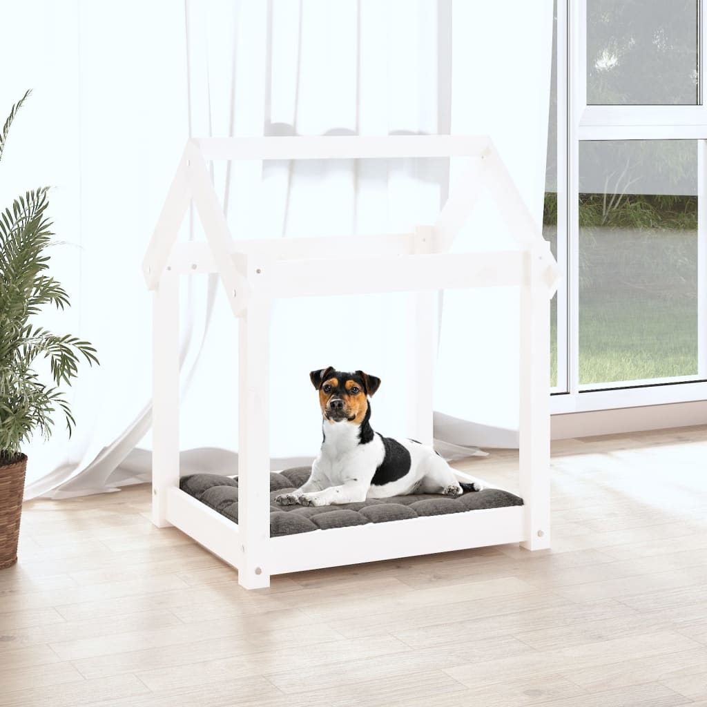 Lit de chien vidaxl 61x50x70 cm en pin massif blanc