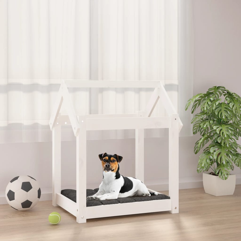 Lit de chien vidaxl 61x50x70 cm en pin massif blanc