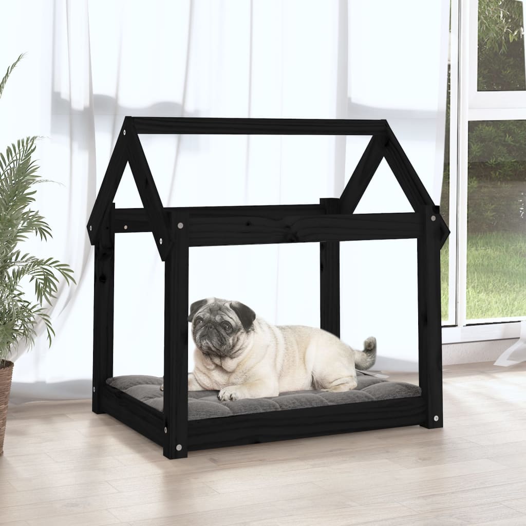 Vidaxl Dog Basket 71x55x70 cm Pino solido nero