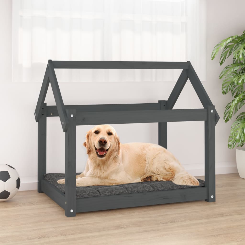 Vidaxl dog basket 81x60x70 cm Solid pine Gray