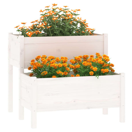 Vidaxl plantenbak 84,5x84x75 cm massief grenenhout wit