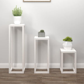 Vidaxl 3-delige plantenstandaardset massief grenenhout wit