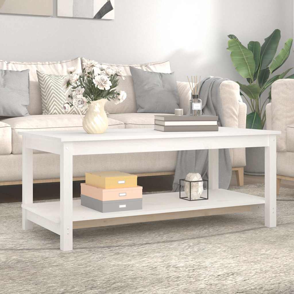 Vidaxl salontafel 110x55x45 cm massief grenenhout wit