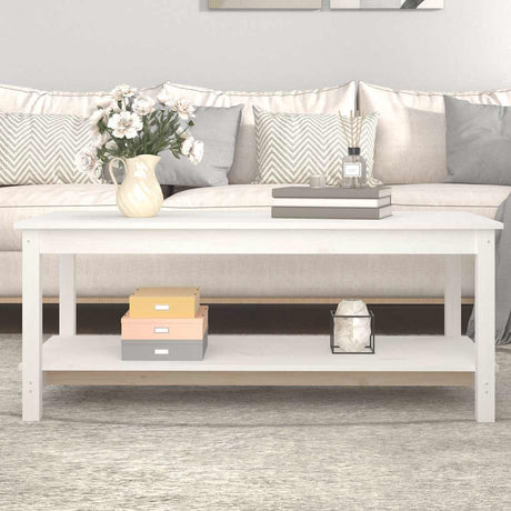 Vidaxl salontafel 110x55x45 cm massief grenenhout wit