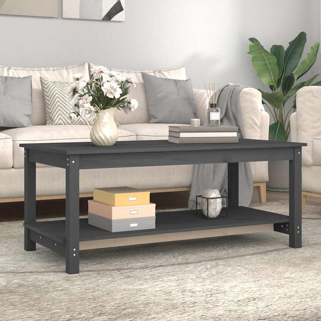 Vidaxl salontafel 110x55x45 cm massief grenenhout grijs