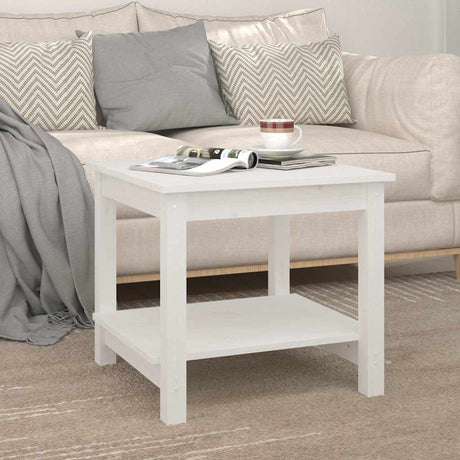 Vidaxl salontafel 50x50x45 cm massief grenenhout wit