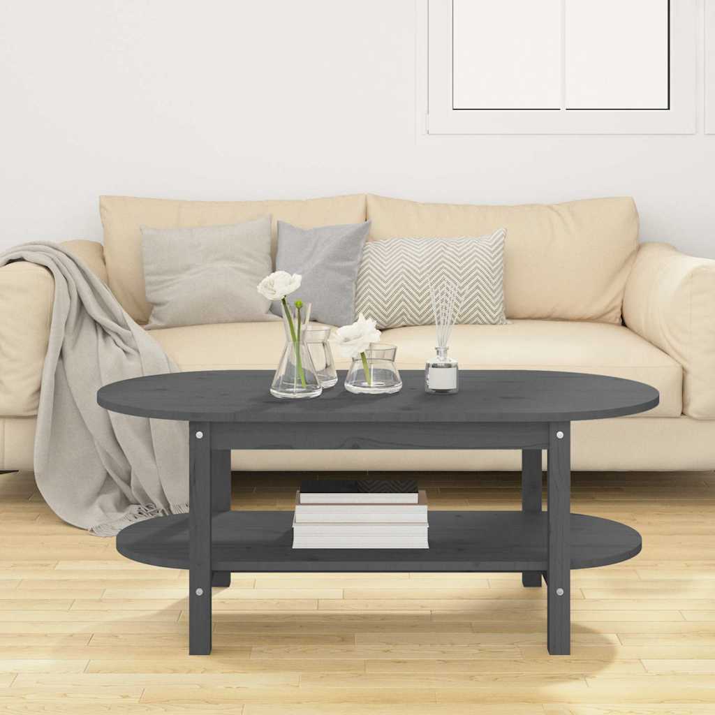 Vidaxl salontafel 110x55x45 cm massief grenenhout grijs