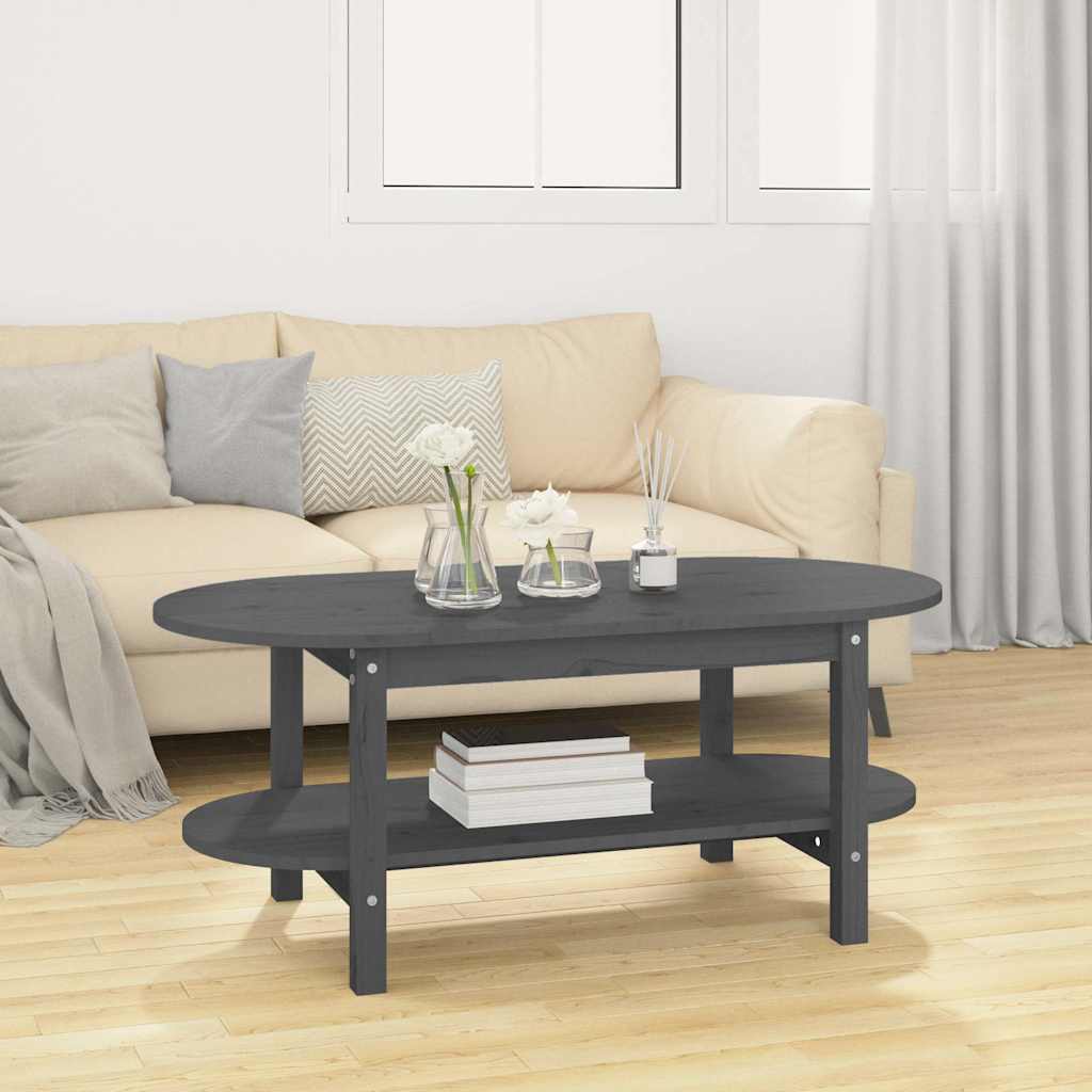 Vidaxl salontafel 110x55x45 cm massief grenenhout grijs