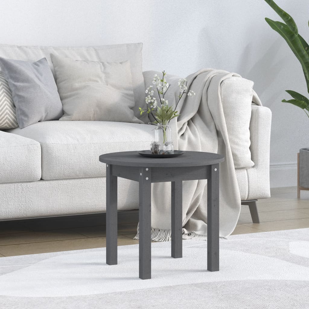 Vidaxl salontafel ø 45x40 cm massief grenenhout grijs
