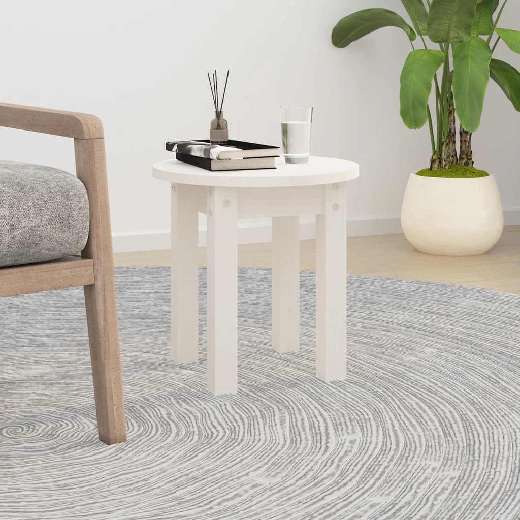 Vidaxl salontafel ø 35x35 cm massief grenenhout wit