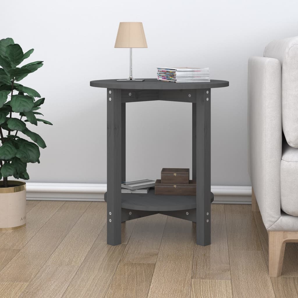 Vidaxl salontafel ø 55x60 cm massief grenenhout grijs