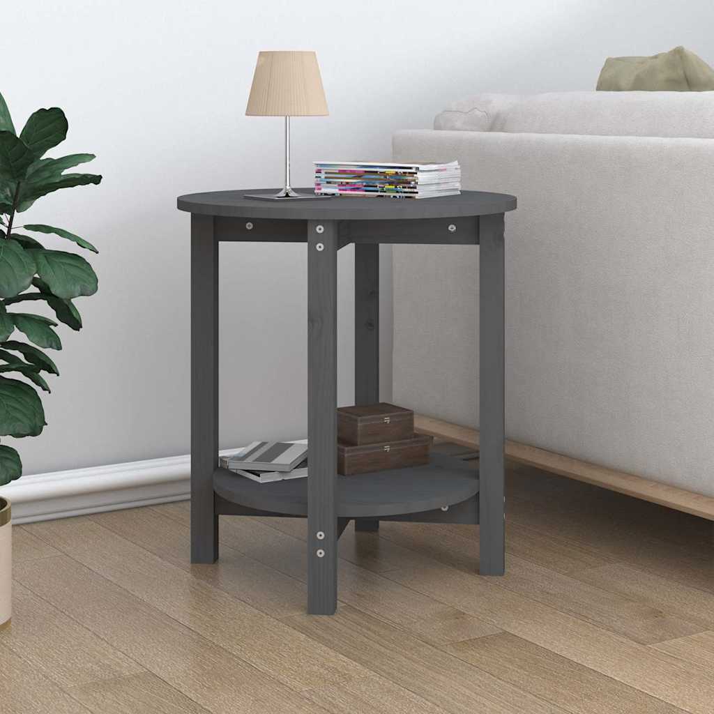 Vidaxl salontafel ø 55x60 cm massief grenenhout grijs