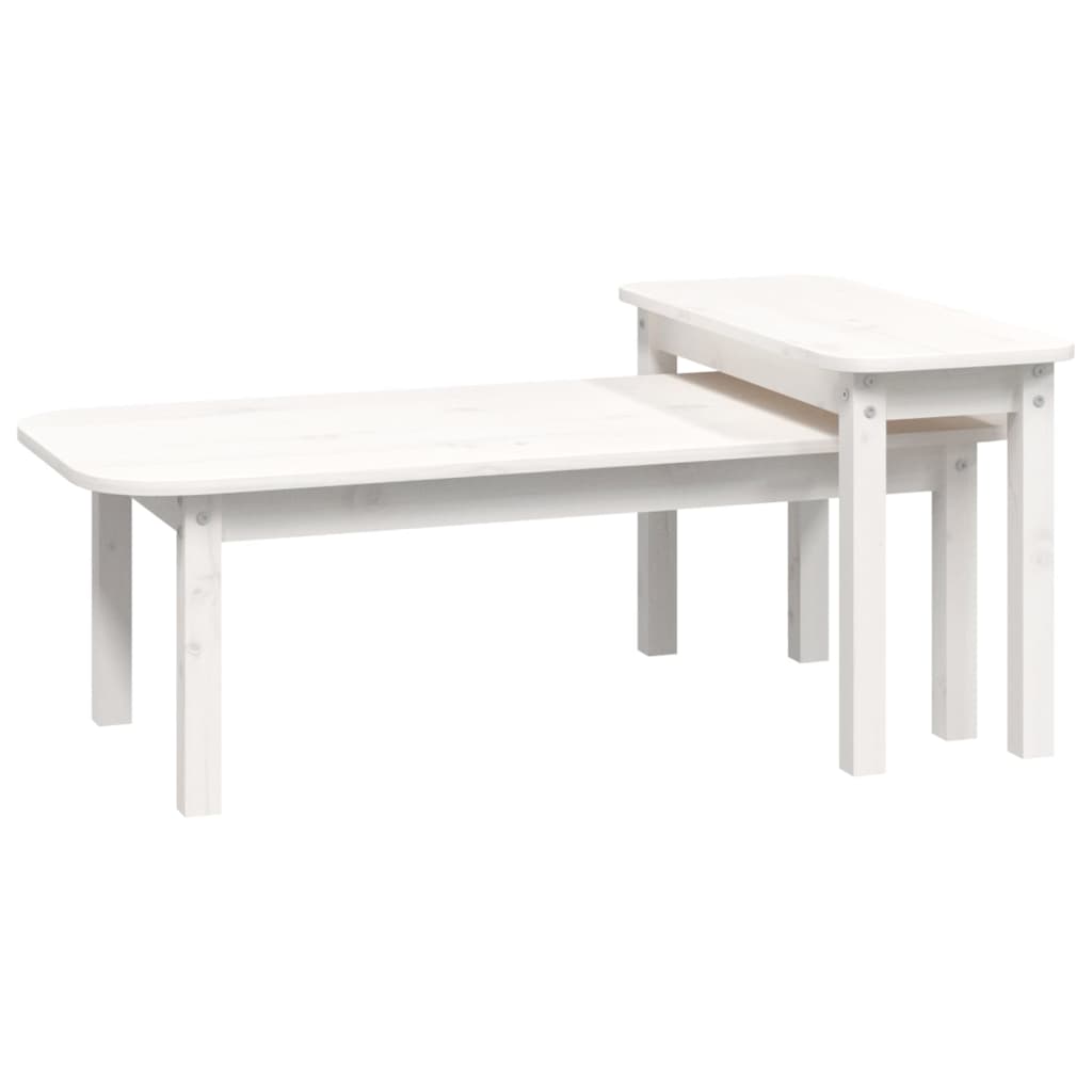 Vidaxl 2-delige salontafelset massief grenenhout wit