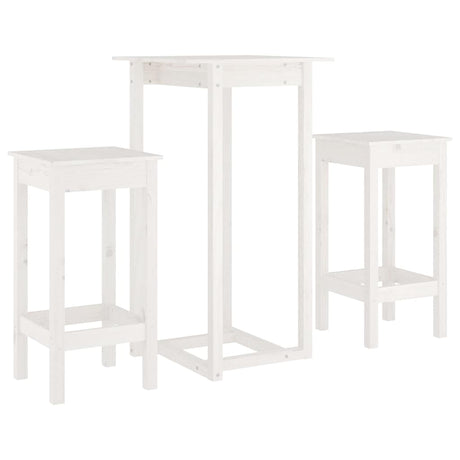 Vidaxl 3-delige barset massief grenenhout wit