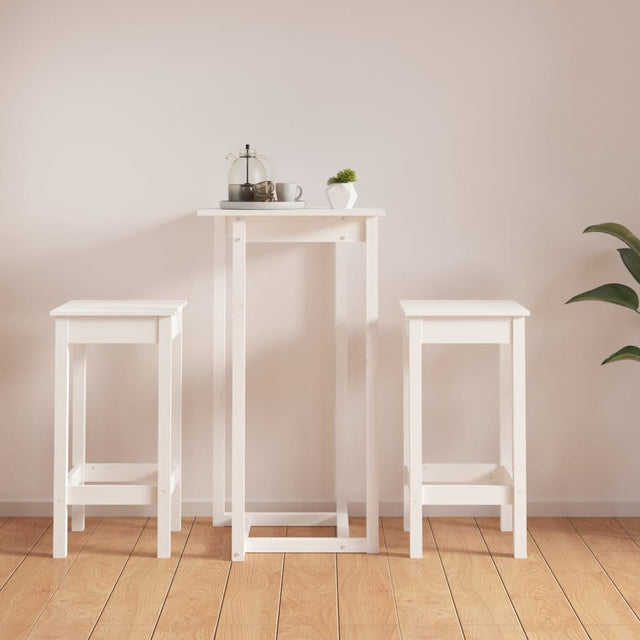 Vidaxl 3-delige barset massief grenenhout wit