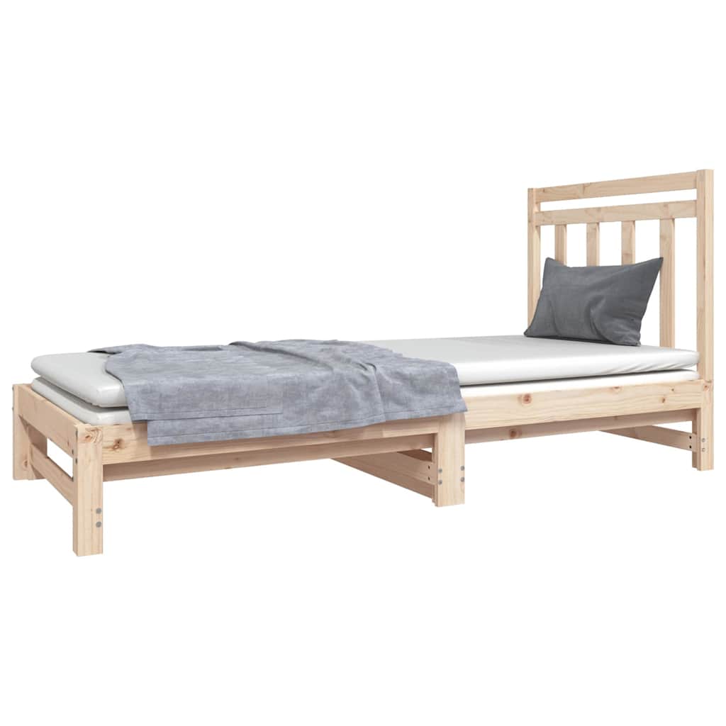 Vidaxl slaapbank uitschuifbaar massief grenenhout 2x(90x190) cm