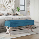 Vidaxl opbergkruk 110x45x49 cm fluweel blauw