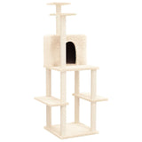 Vidaxl cat furniture with sisal scratching posts 144.5 cm cream -colored