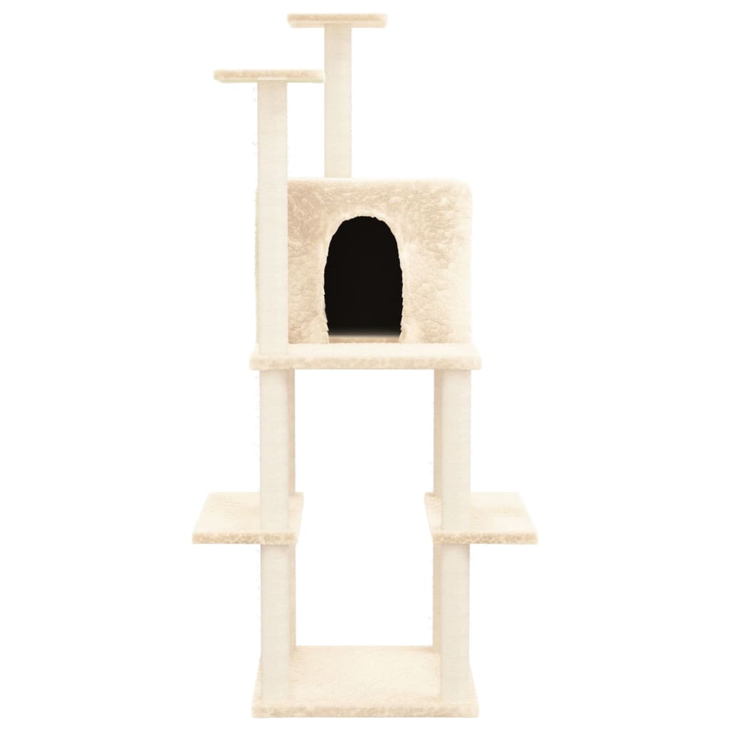 Vidaxl cat furniture with sisal scratching posts 144.5 cm cream -colored