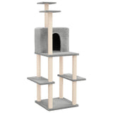 Muebles de gato de Vidaxl con postes de rascado de sisal 144.5 cm de gris claro