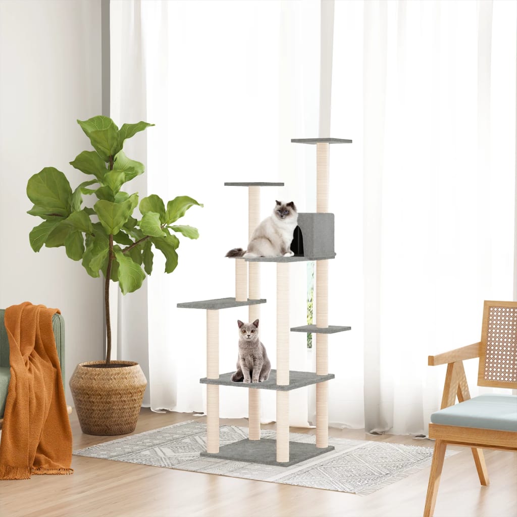 Vidaxl cat furniture with sisal scratching posts 153 cm light gray