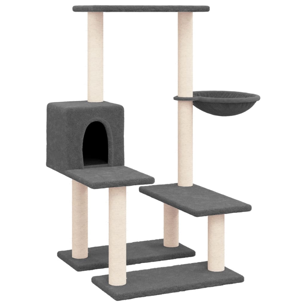 Muebles de gato de Vidaxl con postes de rascado de sisal 94.5 cm de gris oscuro