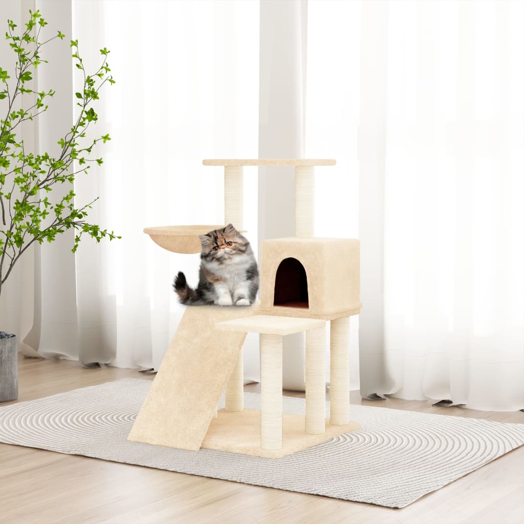 Muebles de gato de Vidaxl con postes de rascado de sisal 82 cm de crema