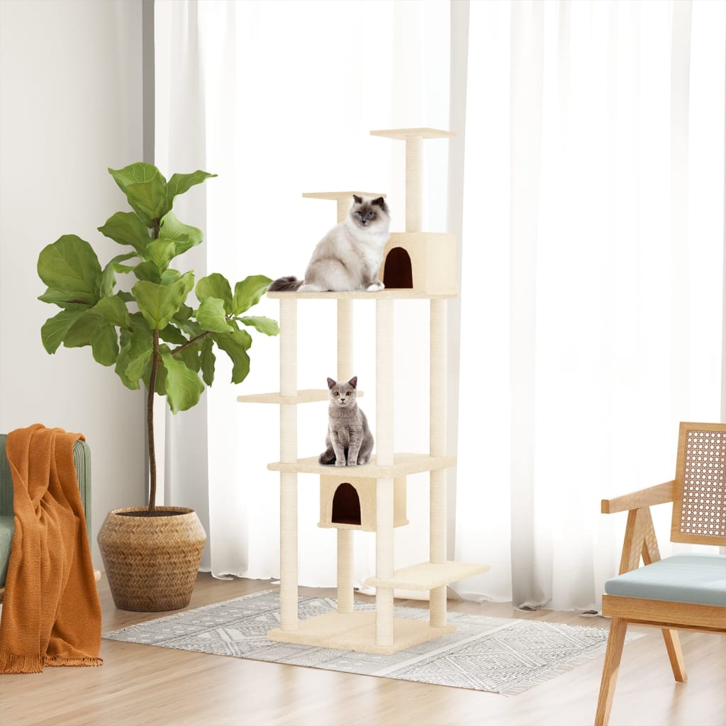 Vidaxl Cat Furniture avec Sisal Scratch Posts 176 cm Crème -Colored