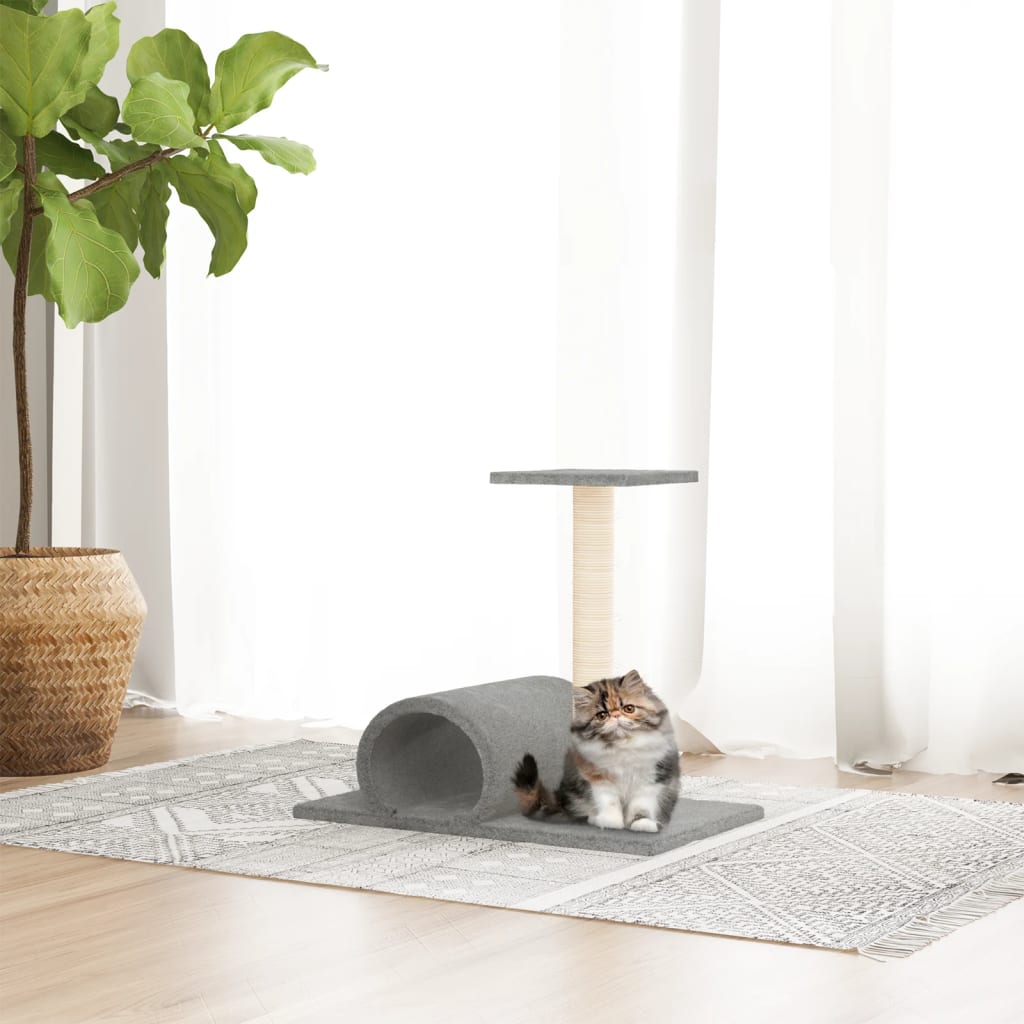 Meubles de chat vidaxl avec tunnel 60x34.5x50 cm gris clair