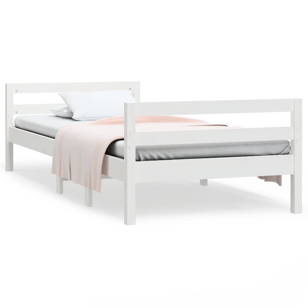 Vidaxl bedframe zonder matras massief grenenhout wit 90x200 cm